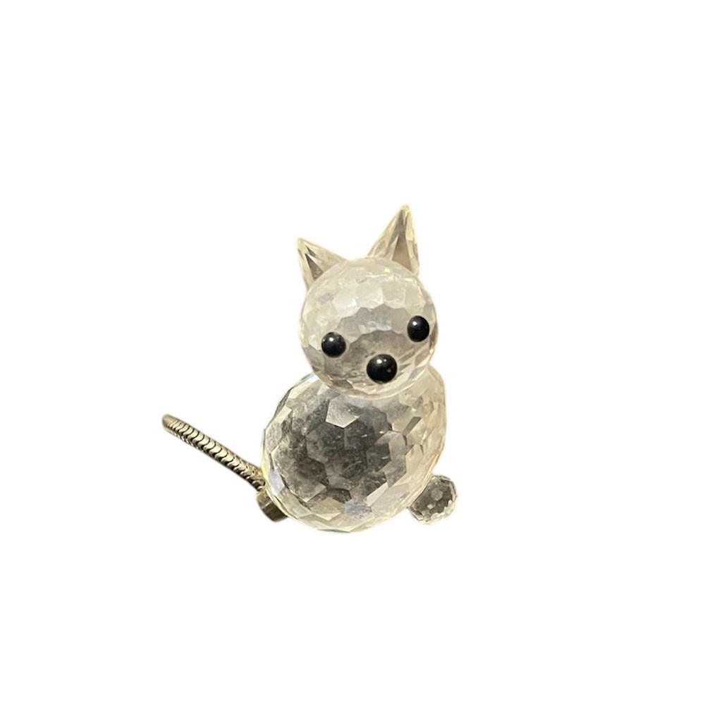 Swarovski Crystal Mini Cat Figurine 1.25” Vintage Retired Flex Chain Tail
